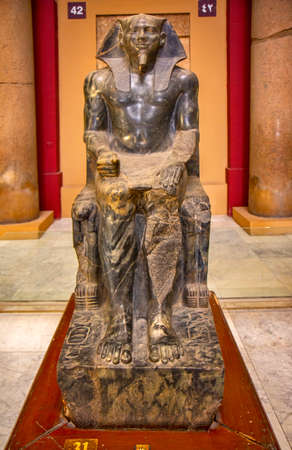 Statue of the King Khafre, builder of the second pyramid in Cairo  museum