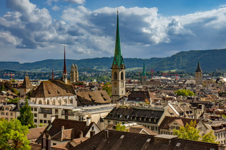 View of the Zurich roofs in old townの写真素材