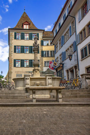 View of the Spiegelgasse square in the old town in Zurichの写真素材