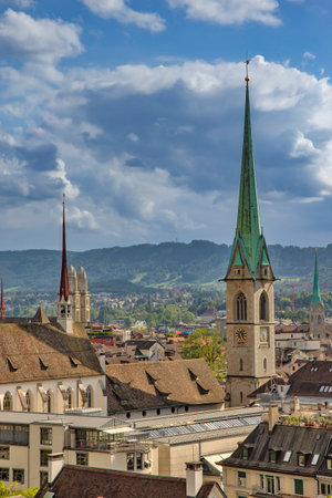 View of the Zurich roofs in old town, Swissの写真素材