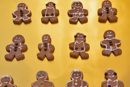 Gingerbread cookies on the golden background