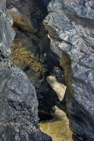 Trummelbach falls, Lauterbrunnen, Switzerland - Europe's largest subterranean water fallsの写真素材