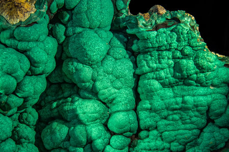 Detail of the raw green malachite mineralの写真素材