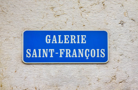 Street sign on the building in Lausanne, Switzerlandの写真素材