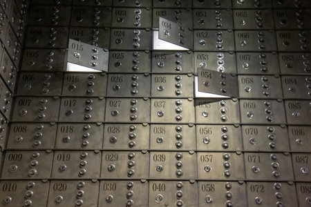 Steel safe boxes in the bank storage