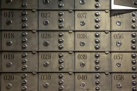 Steel safe boxes in the bank storage