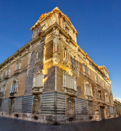 The palace houses the National Museum of Ceramics and Decorative Arts in Valencia, Spainの写真素材