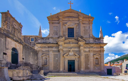 Exterior view of the church of Saint Ignatius in Dubrovnik, Croatiaの写真素材