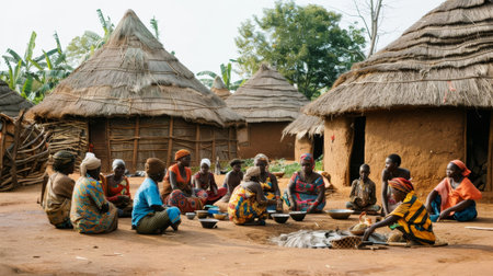 View of the African rural village sceneの素材