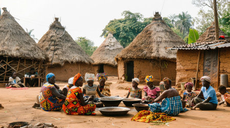 View of the African rural village sceneの素材