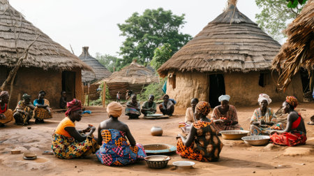 View of the African rural village sceneの素材