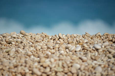 Close up of Stones on Myrtos Beach on the Greek island of Kefalonia.の写真素材
