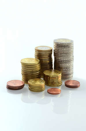 Tower of Euro coins and cents.の写真素材