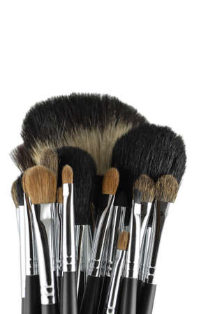 Professional makeup brushes isolated on white.の写真素材