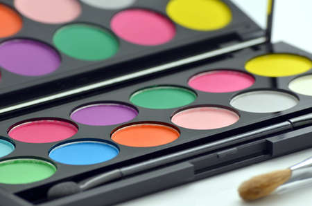 Make-up eyeshadow palette with makeup brush の写真素材