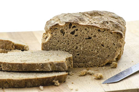 Homemade whole wheat bread on a wooden board 