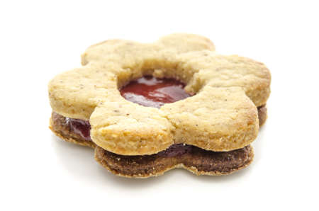Homemade vegan jam cookie isolated over white background 