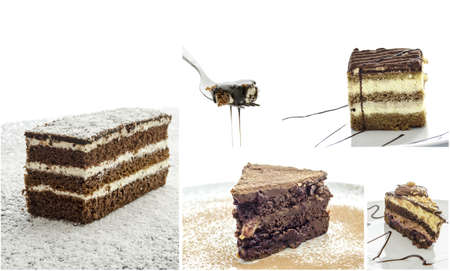 Cakes collage, a set of five photos の写真素材