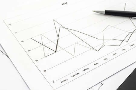 Closeup of a graph document  showing statistic for 2012 の写真素材