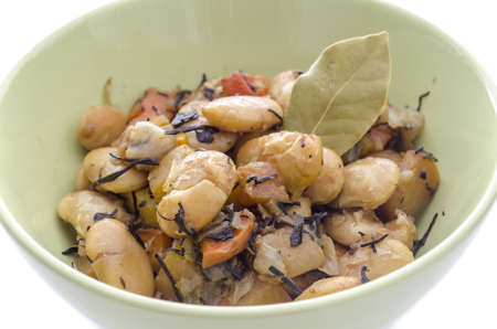 Baked large white beans with root vegetables  の写真素材