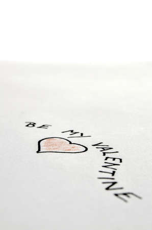 Handwritten Valentine message on a white paper  With copyspace の写真素材