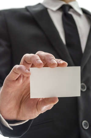 Business man showing blank visiting card の写真素材