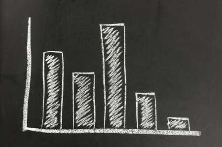 White business graph on a black board 