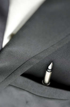 Top view of ink pen in business suit pocket. Shallow depth of field.の写真素材