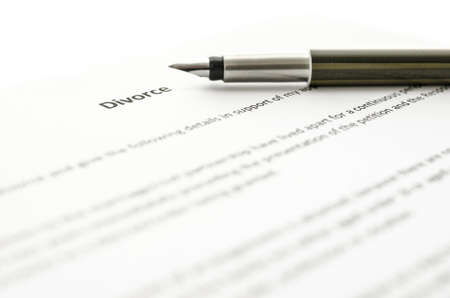 Detail of signing divorce papers.