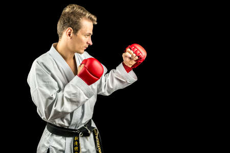 Kick box fighter in action pose