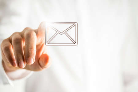 Choosing email icon on virtual interface.の写真素材