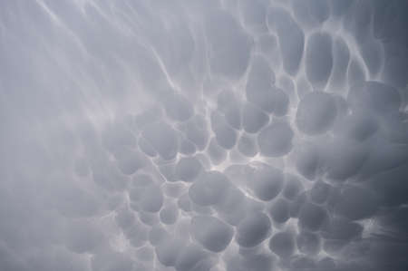 Cloudscape of mammatus clouds before a thunderstorm.