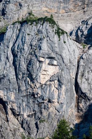 View of a Pagan girl - an image of a womans face  created by rock fractures in Prisank mountain of the Julian Alps, Slovenia.の写真素材