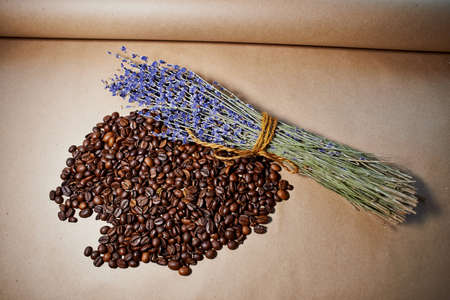 Aroma coffee beans with the beam lavenderの写真素材