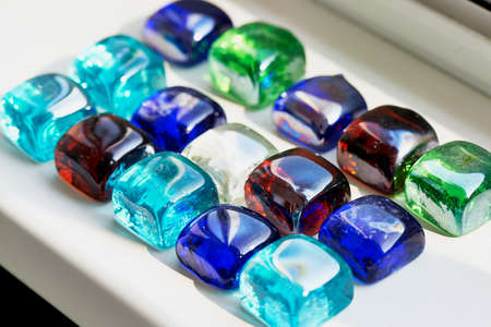 Bright glass multicolored glass stones square. Macroの写真素材