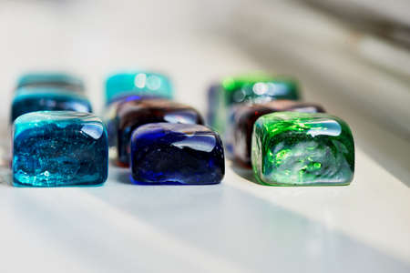 Bright glass multicolored glass stones square. Macroの写真素材