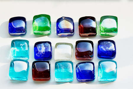 Bright glass multicolored glass stones square. Macroの写真素材