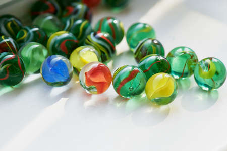 Bright glass multicolored glass stones round. Macroの写真素材