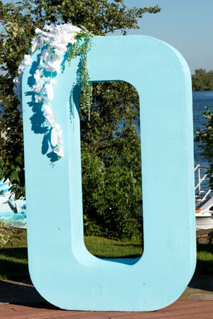 Large letter O foam turquoise for menの写真素材