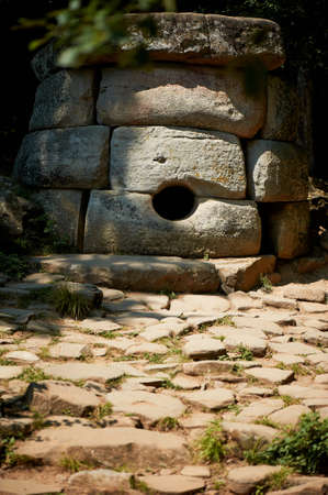 Old dolmen in the woods, a place of power. Closeの写真素材