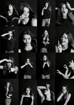 Collage with different types of human emotion. The diversity of their manifestations. Collageの写真素材