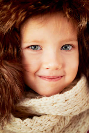 Cute little girl 3 years old in the cap . Portetの写真素材