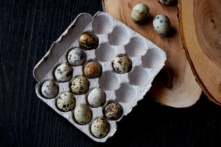Quail eggs, photographed in a simple rustic style. Simple protein-rich foods.の写真素材
