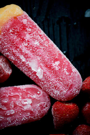 Youth ice pop from the freezer. with a touch of frost and ice. Refreshing in the heat .の写真素材