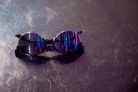 The reflection of blue and pink light at the surfaces. The atmosphere of the club, the parties. Twilightの写真素材