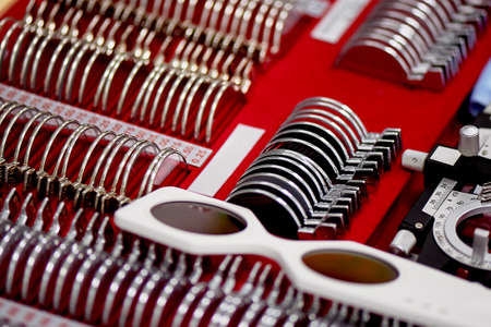 Details in the ophthalmologists office. Vision check, measurements.の写真素材