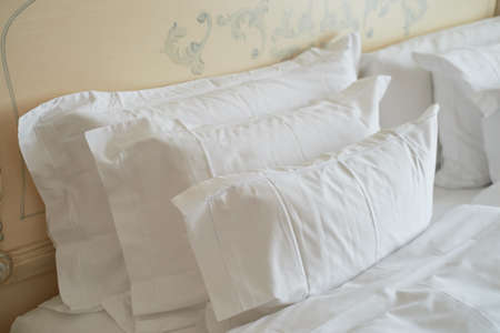 Elegant and comfortable home hotel bedroom interior.の写真素材