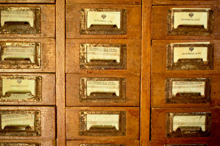 Taman. Museum 2019 june. Old pharmacy cabinets. Inscription Catherine pharmacyのeditorial素材