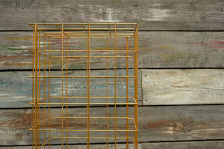 Welding of rebar. Metal cube, square Loft styleの写真素材