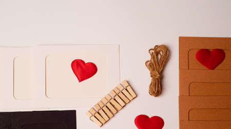 Preparing for Valentine's Day. Filling out letters and cards. Valentine.